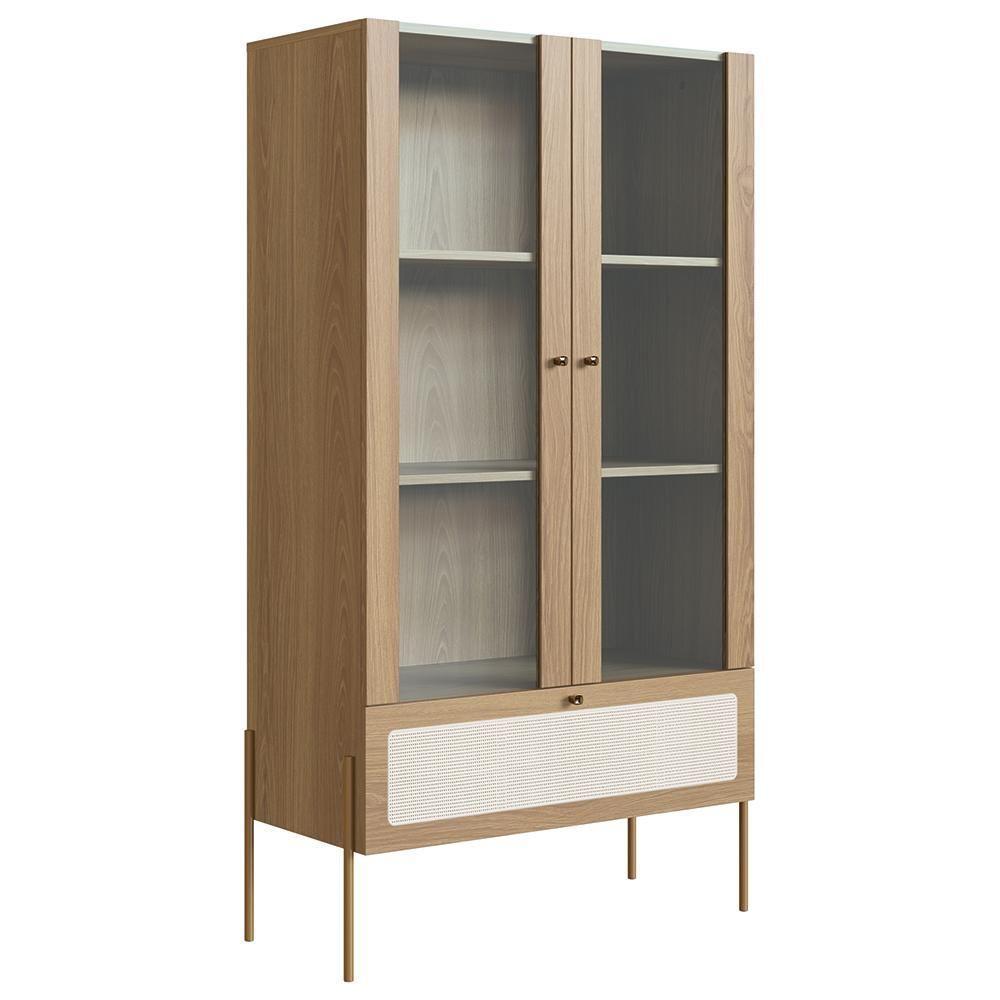 Cristaleira 2 Portas De Vidro Pé Metal Arlo A10 Hanover-dourado - Mpozenato - 1