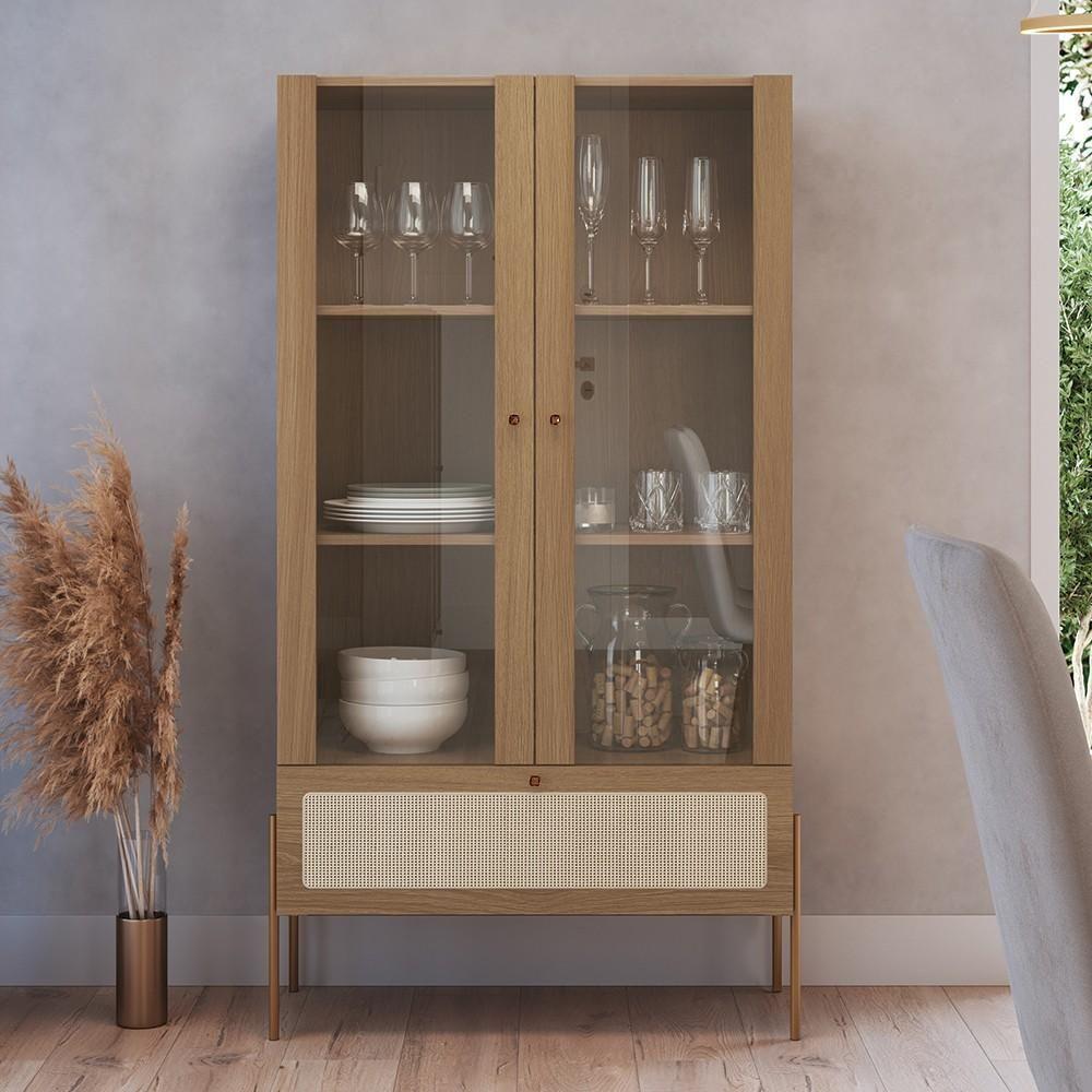 Cristaleira 2 Portas De Vidro Pé Metal Arlo A10 Hanover-dourado - Mpozenato - 2