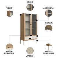 Cristaleira 2 Portas De Vidro Pé Metal Arlo A10 Hanover-dourado - Mpozenato - 3