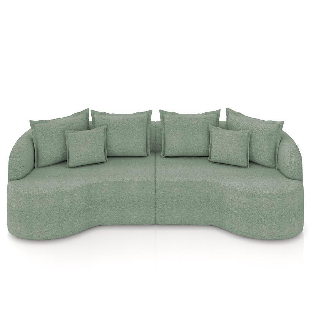 Sofá 3 Lugares 210cm Orgânico Quito K04 Bouclê Verde - Mpozenato - 4