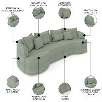 Sofá 3 Lugares 210cm Orgânico Quito K04 Bouclê Verde - Mpozenato - 2