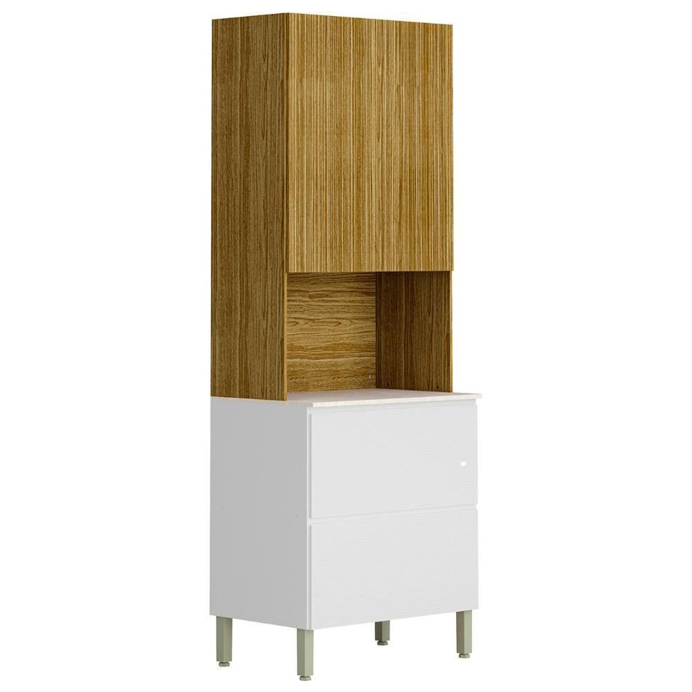 Paneleiro De Cozinha Torre Quente Minsk K02 Branco-freijó - Mpozenato - 1