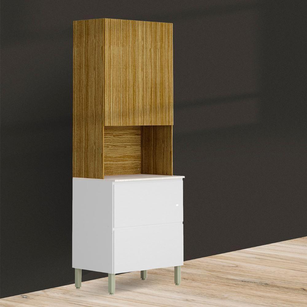 Paneleiro De Cozinha Torre Quente Minsk K02 Branco-freijó - Mpozenato - 2