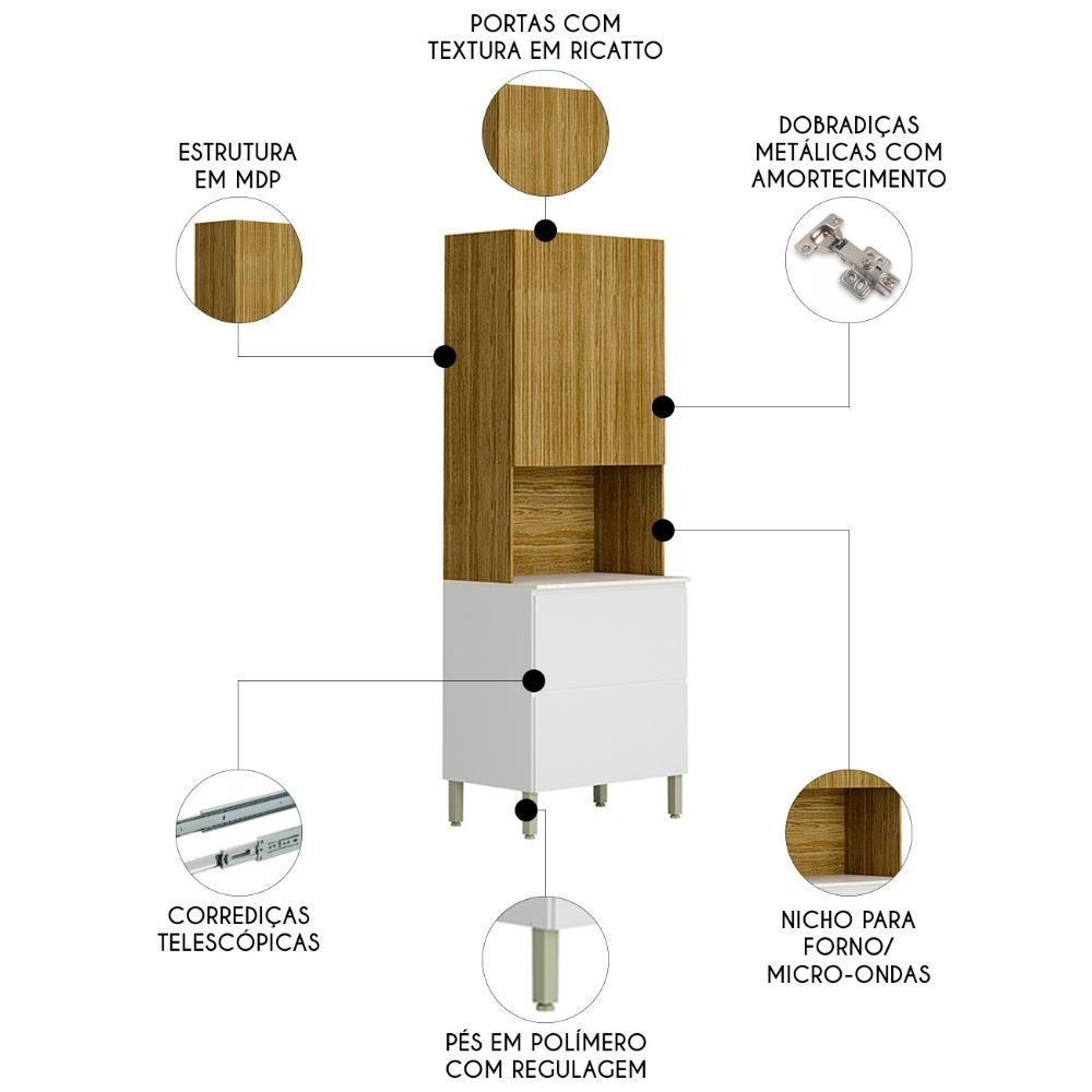 Paneleiro De Cozinha Torre Quente Minsk K02 Branco-freijó - Mpozenato - 3