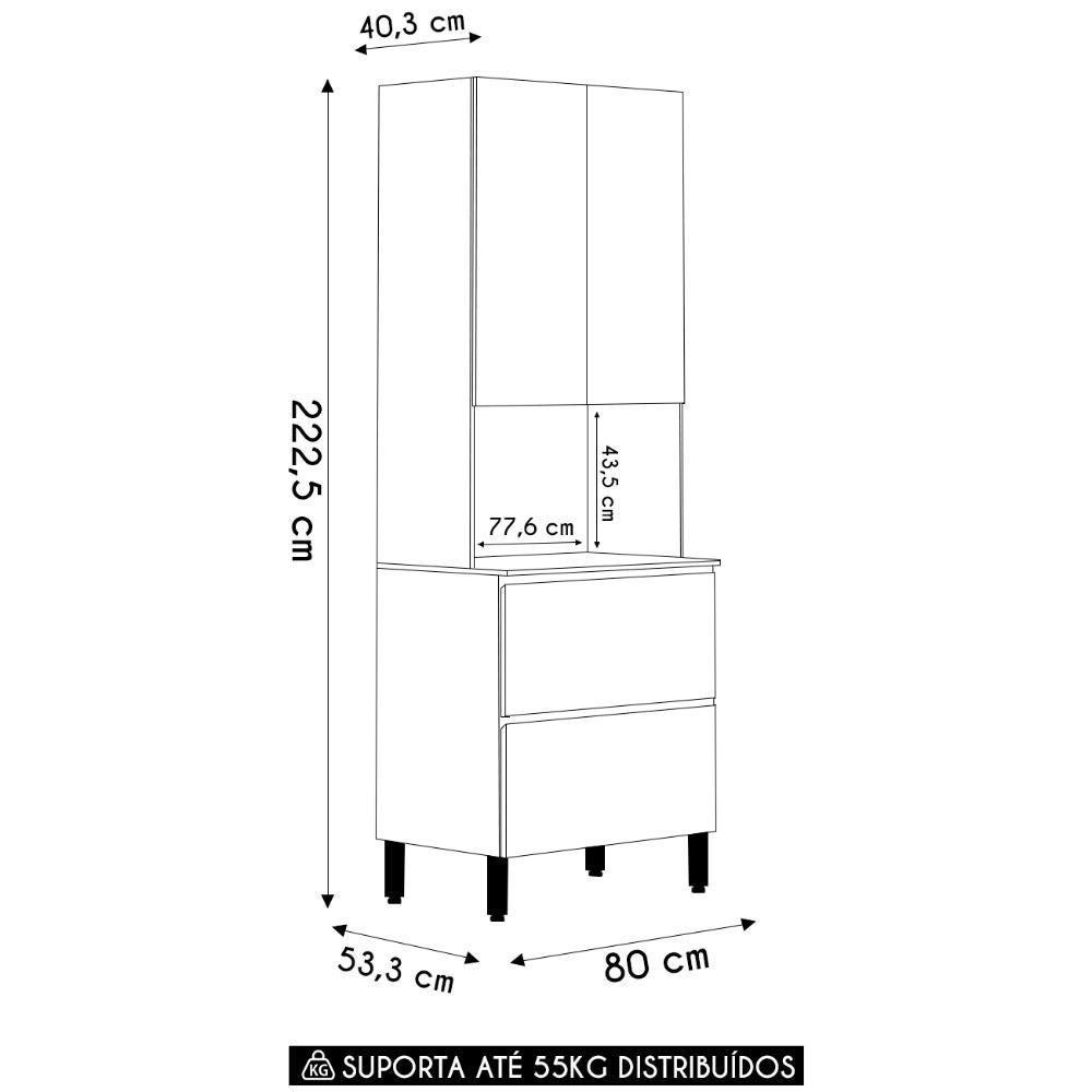 Paneleiro De Cozinha Torre Quente Minsk K02 Branco-freijó - Mpozenato - 4