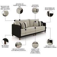 Sofá 2 Lugares Living 172cm Zoe K04 Veludo Bege-preto - Mpozenato - 3