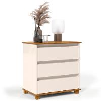 Cômoda Para Quarto 3 Gavetas 68cm Ej Off White-freijó - Ej Móveis - 1