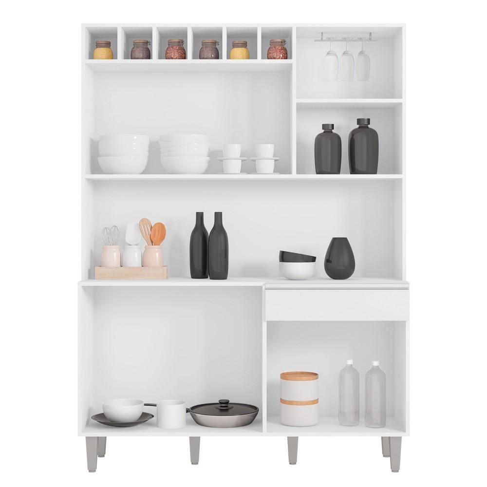 Kit Cozinha Compacta 130cm Com 6 Portas E 1 Gaveta Alice Branco - Ajl Móveis - 5