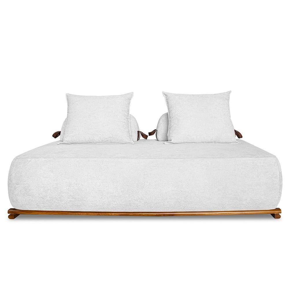 Sofá 3 Lugares 200cm Ilha Base Madeira Viero S06 Boucle Branco - Mpozenato - 1