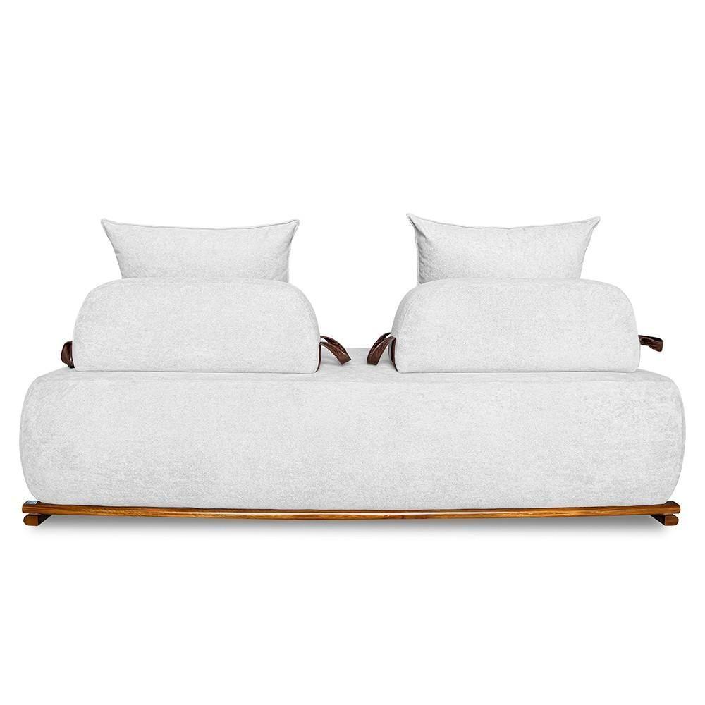 Sofá 3 Lugares 200cm Ilha Base Madeira Viero S06 Boucle Branco - Mpozenato - 7
