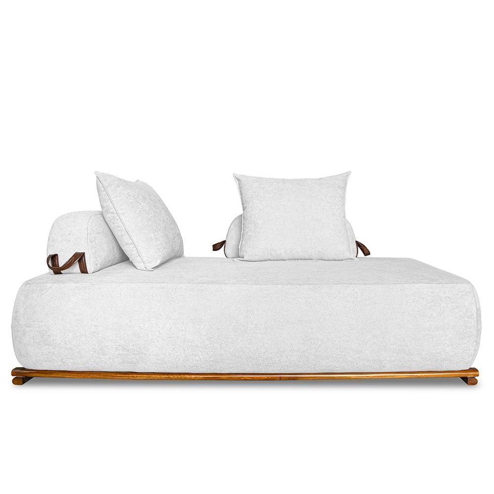 Sofá 3 Lugares 200cm Ilha Base Madeira Viero S06 Boucle Branco - Mpozenato - 9