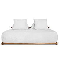 Sofá 3 Lugares 200cm Ilha Base Madeira Viero S06 Boucle Branco - Mpozenato - 1