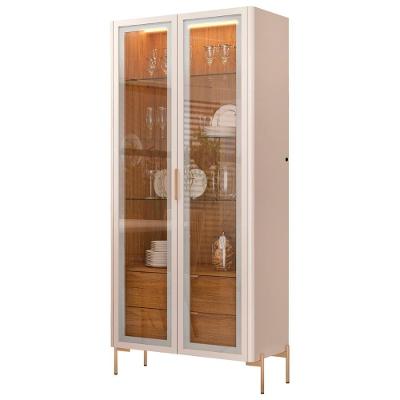 Cristaleira Portas De Vidro Com Led Amelia 80cm D04 Freijó-off - Mpozenato