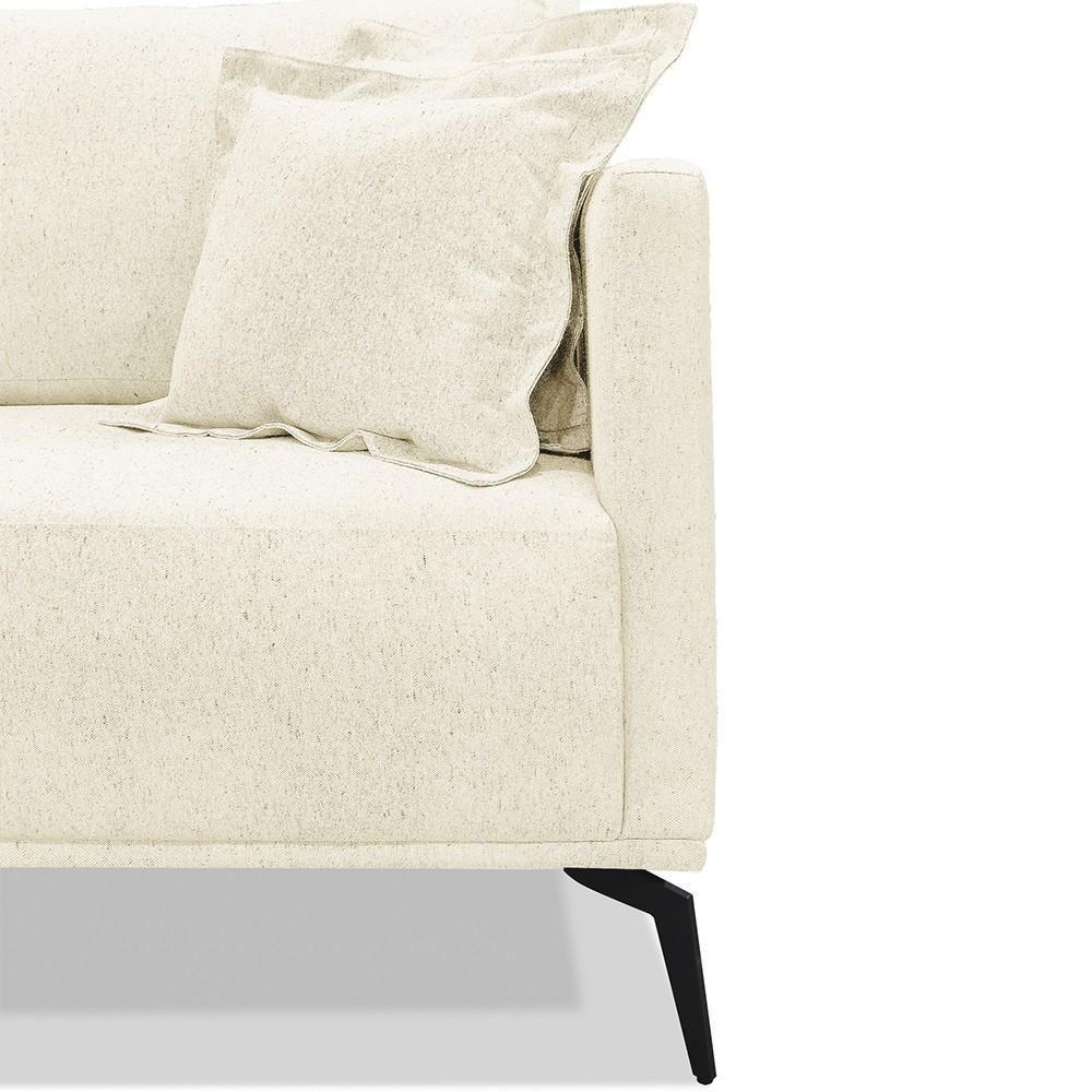 Sofá 3 Lugares 200cm Pés De Metal Vecchia S06 Linho Pérola - Mpozenato - 8