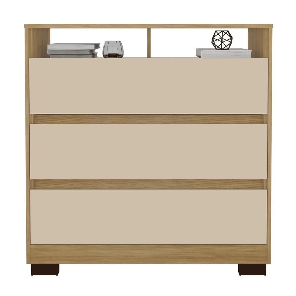 Cômoda Para Quarto 3 Gavetas 90cm Califórnia Carvalho-off White - Incorplac - 5