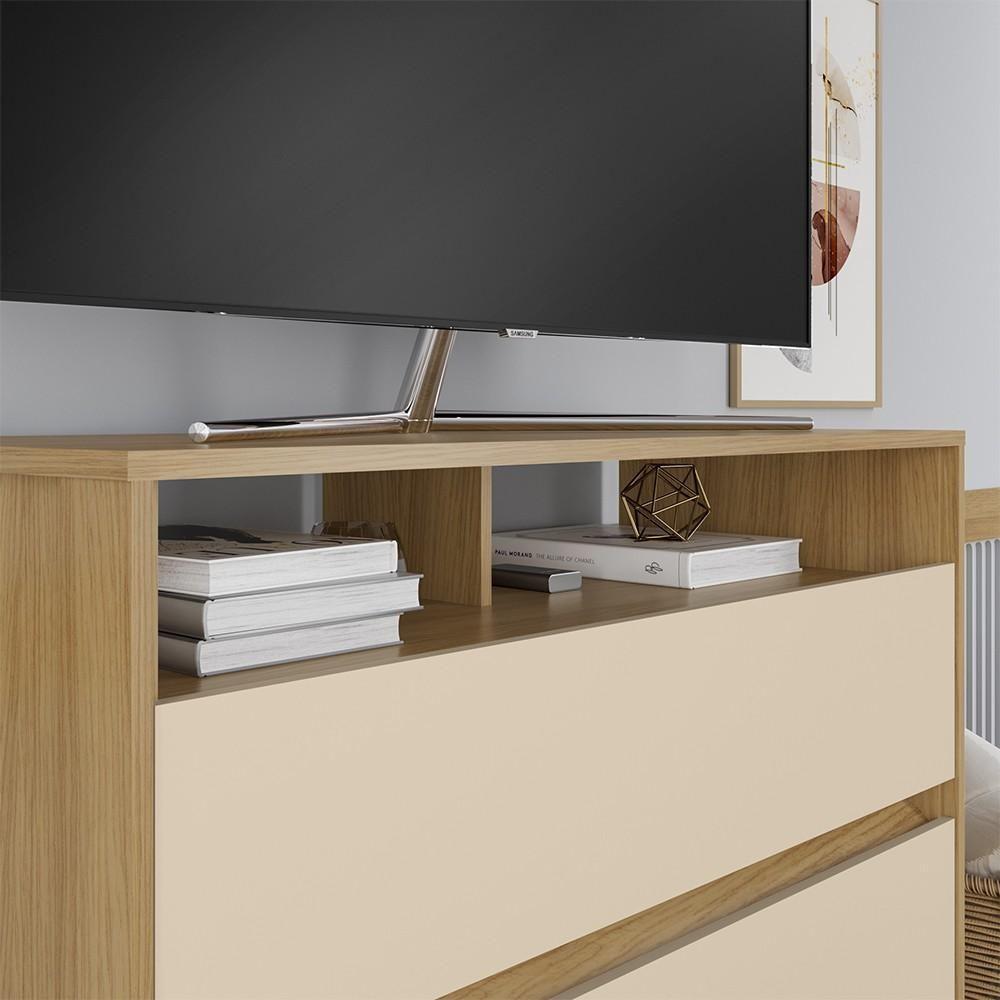 Cômoda Para Quarto 3 Gavetas 90cm Califórnia Carvalho-off White - Incorplac - 8