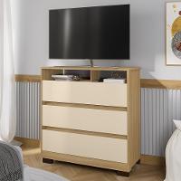 Cômoda Para Quarto 3 Gavetas 90cm Califórnia Carvalho-off White - Incorplac - 2