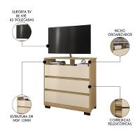 Cômoda Para Quarto 3 Gavetas 90cm Califórnia Carvalho-off White - Incorplac - 3