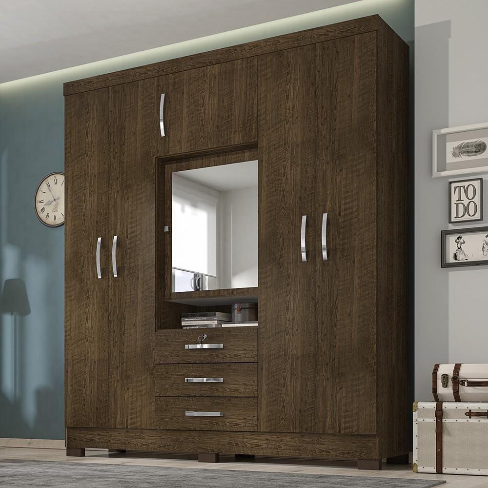Guarda Roupa Casal Com Espelho 6 Portas Reino Unido Malbec - Incorplac - 3