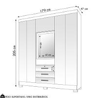 Guarda Roupa Casal Com Espelho 6 Portas Reino Unido Malbec - Incorplac - 5