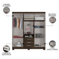 Guarda Roupa Casal Com Espelho 6 Portas Reino Unido Malbec - Incorplac - 6