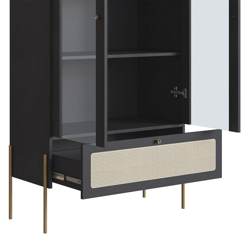 Cristaleira 2 Portas De Vidro Pé Metal Arlo A10 Nero-dourado - Mpozenato - 7