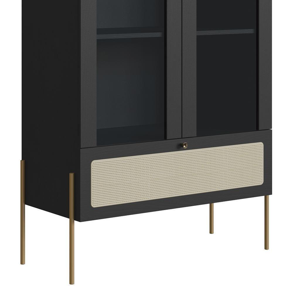Cristaleira 2 Portas De Vidro Pé Metal Arlo A10 Nero-dourado - Mpozenato - 8