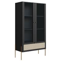 Cristaleira 2 Portas De Vidro Pé Metal Arlo A10 Nero-dourado - Mpozenato - 1