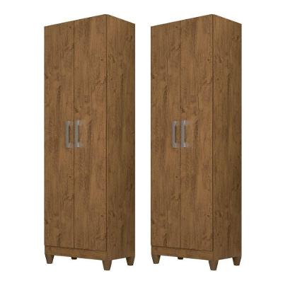 Kit 2 Armários Organizadores Multiuso íris 2 Portas Castanho Wood - Moval