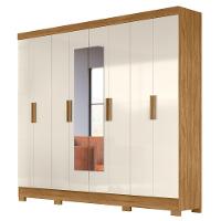Guarda Roupa Casal Com Espelho 8 Portas 236cm ágata M07 Freijó-off White - Mpozenato - 1