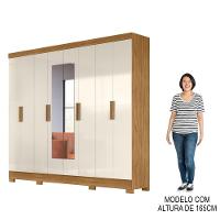 Guarda Roupa Casal Com Espelho 8 Portas 236cm ágata M07 Freijó-off White - Mpozenato - 6