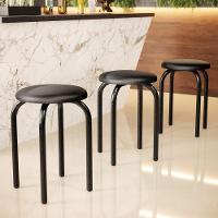 Kit 8 Banquetas Baixas Empilháveis Em Aço Maviê Sintético Preto - Mpozenato - 2