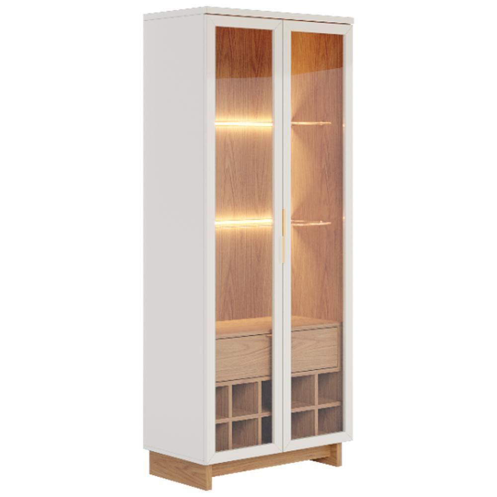 Cristaleira Adega 2 Portas 1 Gaveta Tijuca C05 Off White-freijó - Mpozenato - 1