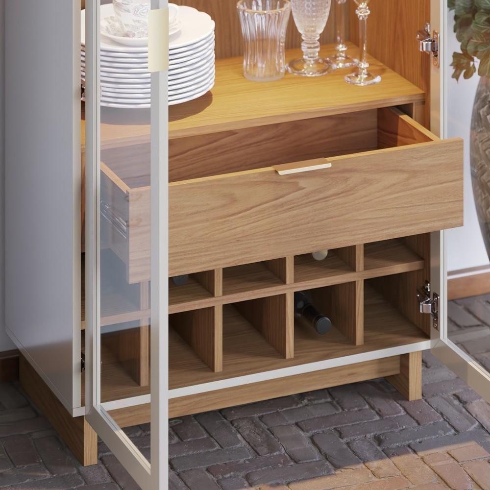 Cristaleira Adega 2 Portas 1 Gaveta Tijuca C05 Off White-freijó - Mpozenato - 3