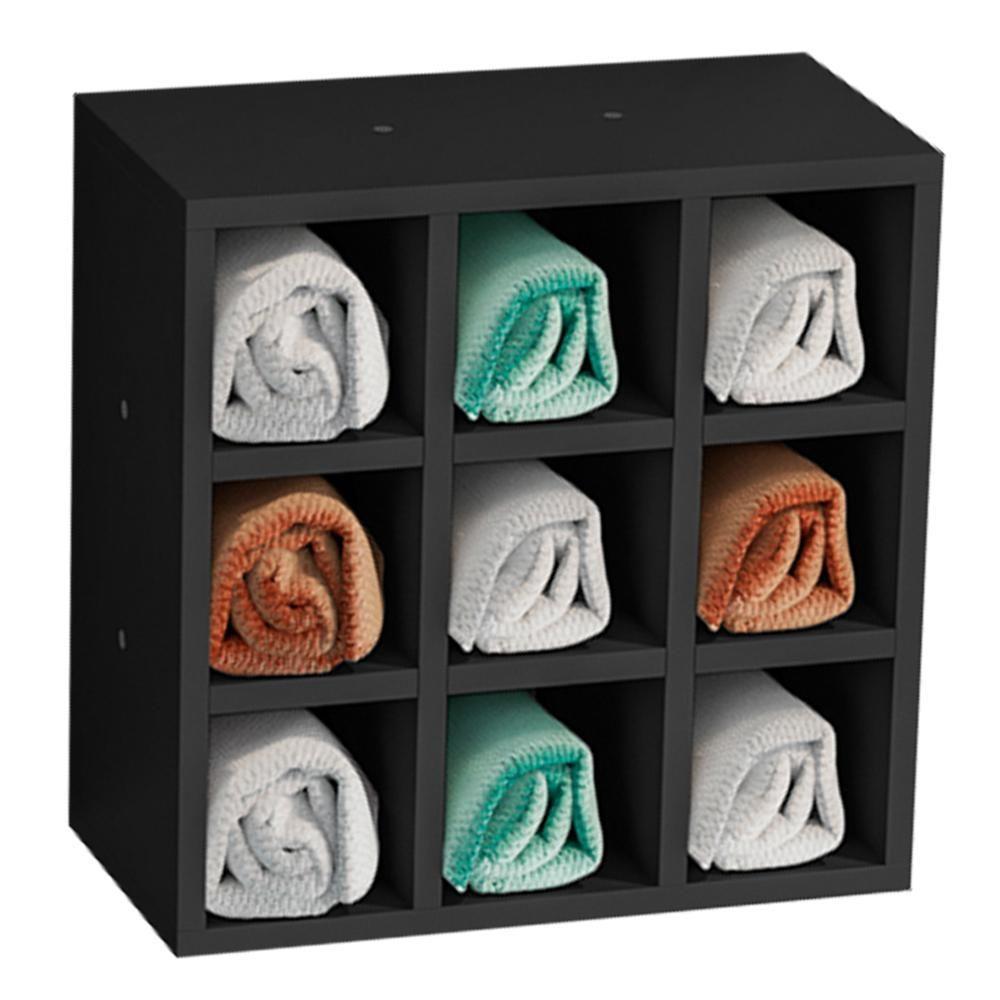 Nicho De Parede Porta Toalha Para Salão Barbearia 9 Divisões Preto - Ajl Móveis - 4