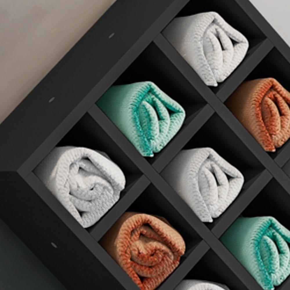 Nicho De Parede Porta Toalha Para Salão Barbearia 9 Divisões Preto - Ajl Móveis - 5