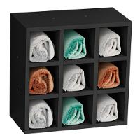 Nicho De Parede Porta Toalha Para Salão Barbearia 9 Divisões Preto - Ajl Móveis