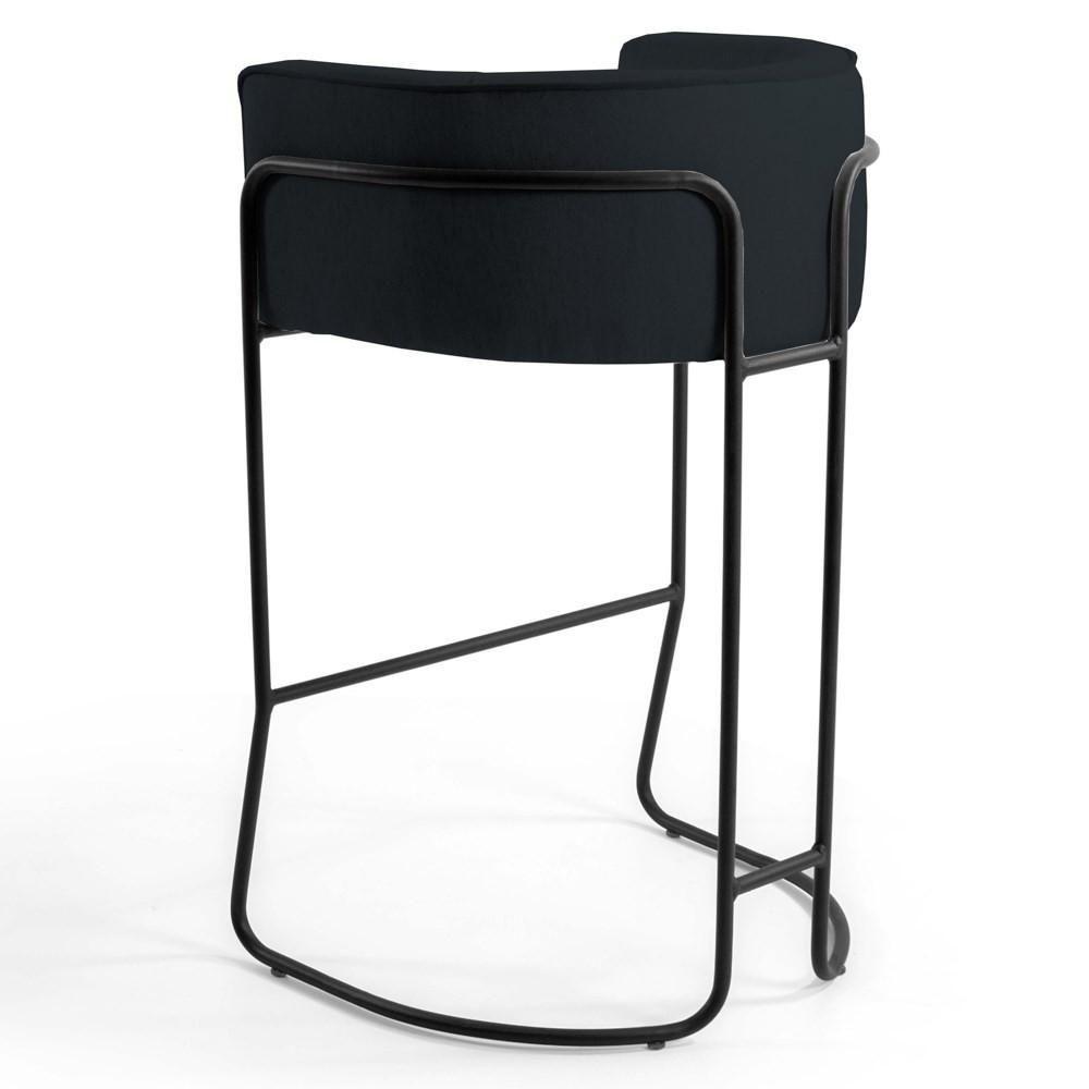 Kit 4 Banquetas Decorativas Base Aço Preto Betina C-05 Sintético Preto - Domi - 5