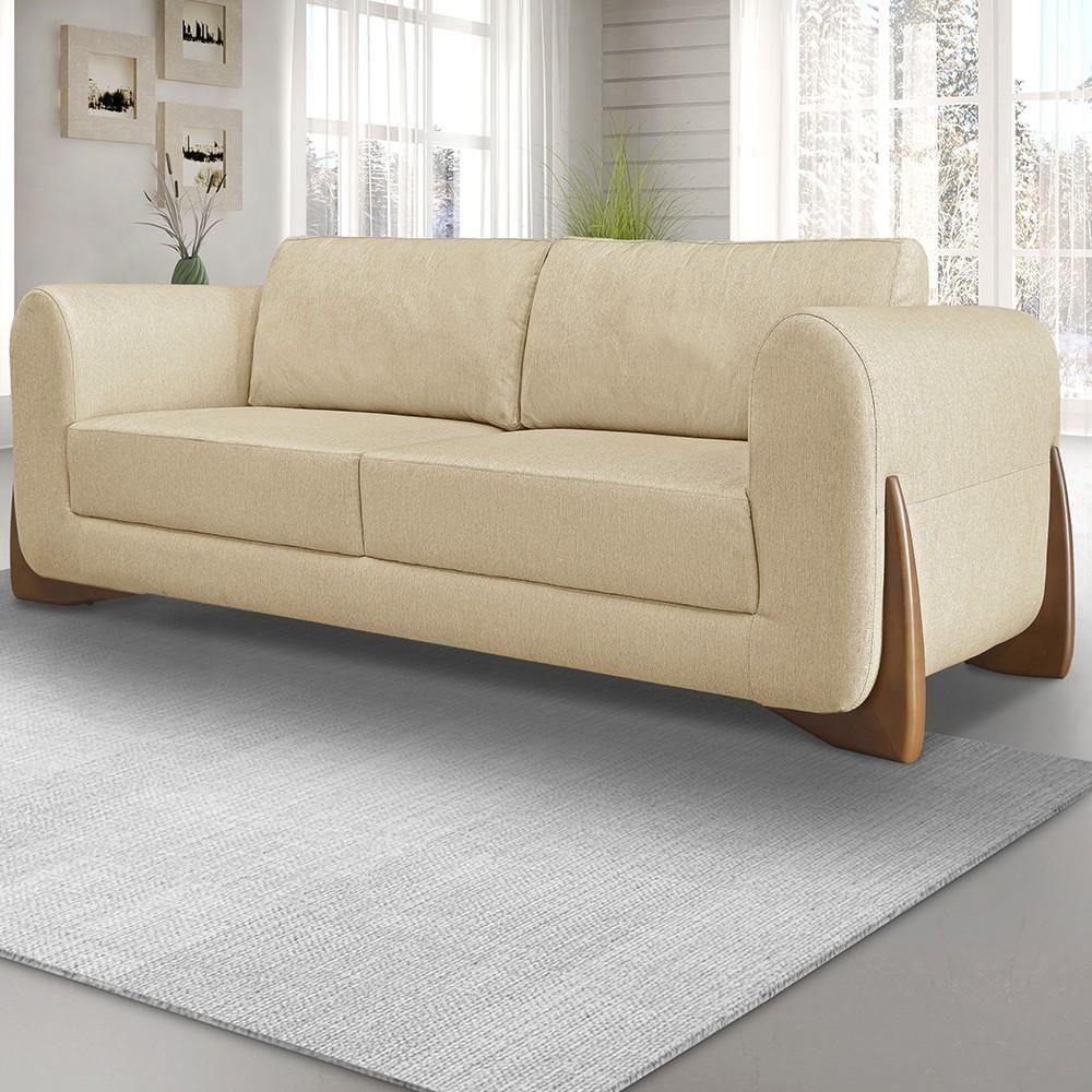 Sofá 2 Lugares Base De Madeira 160cm Izzy S06 Linho Dourado - Mpozenato - 2