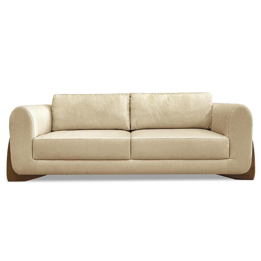 Sofá 2 Lugares Base De Madeira 160cm Izzy S06 Linho Dourado - Mpozenato - 5