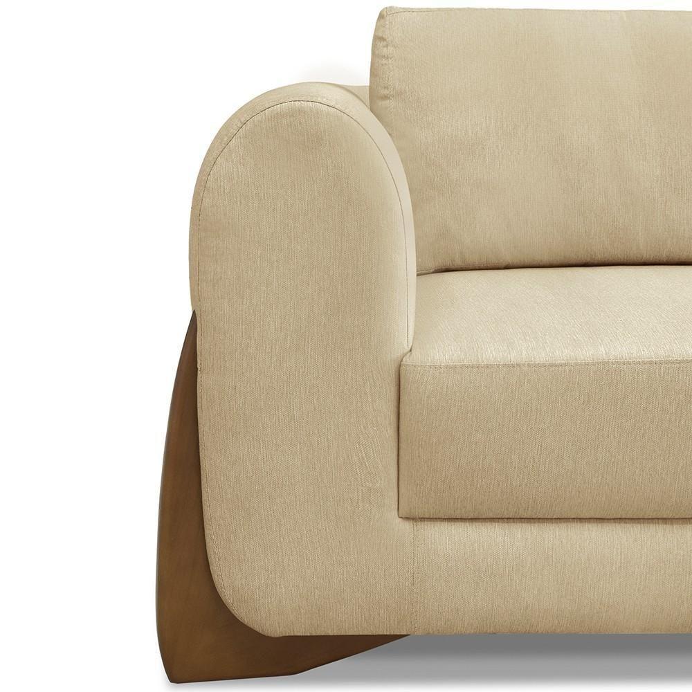 Sofá 2 Lugares Base De Madeira 160cm Izzy S06 Linho Dourado - Mpozenato - 8