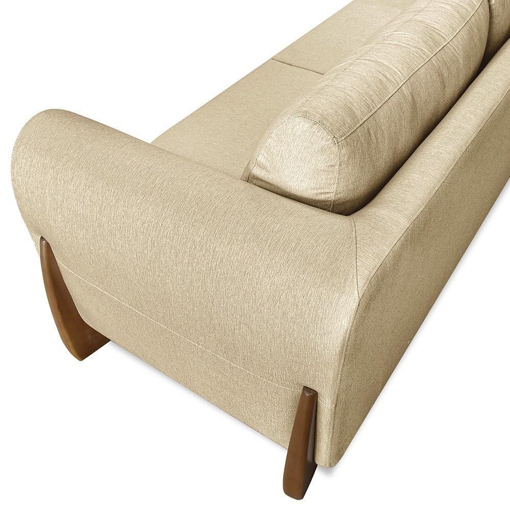 Sofá 2 Lugares Base De Madeira 160cm Izzy S06 Linho Dourado - Mpozenato - 9