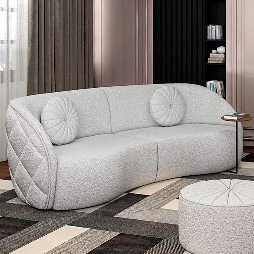 Sofá Decorativo Com Almofadas 4 Lugares 318cm Tressê Zion M22 Boucle Branco - Mpozenato - 2