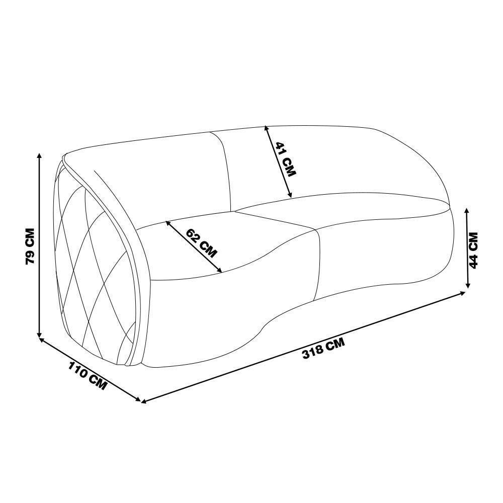 Sofá Decorativo Com Almofadas 4 Lugares 318cm Tressê Zion M22 Boucle Branco - Mpozenato - 4