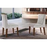 Cadeira Sala de Jantar Nevada Kit 2 Un Madeira Capuccino/Veludo Pérola - Rufato - 1