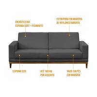 Sofá Living 160cm 2 Lugares Kayrós D05 Suede Cinza - Mpozenato - 2