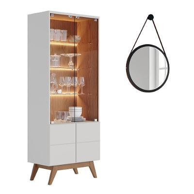 Cristaleira Portas De Vidro Rebeca E Espelho Adnet 67cm C05 Off White-freijó - Mpozenato