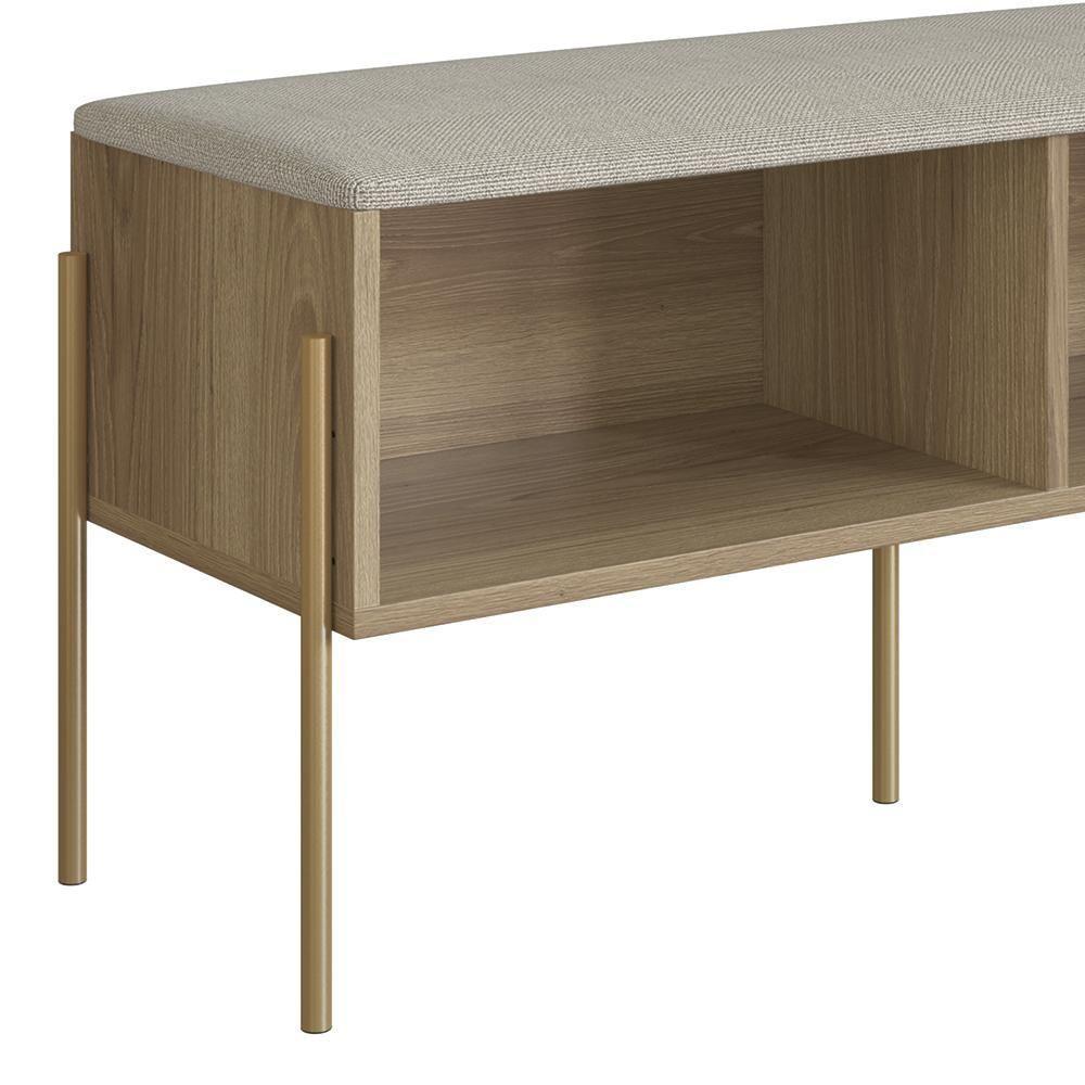 Banco Sapateira Estofada Para Quarto Pé Metal Arlo A10 Hanover-dourado - Mpozenato - 6