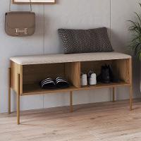 Banco Sapateira Estofada Para Quarto Pé Metal Arlo A10 Hanover-dourado - Mpozenato - 2