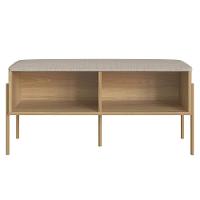 Banco Sapateira Estofada Para Quarto Pé Metal Arlo A10 Hanover-dourado - Mpozenato - 5